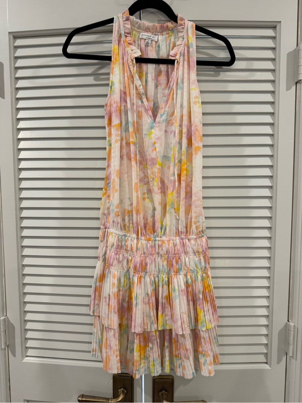 Current Air Pastel Watercolor Tiered Mini Dress